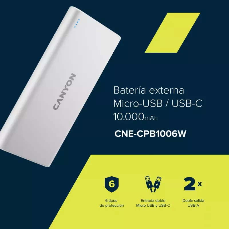 Nešiojamas įkroviklis Canyon PB-106 10000 mAh