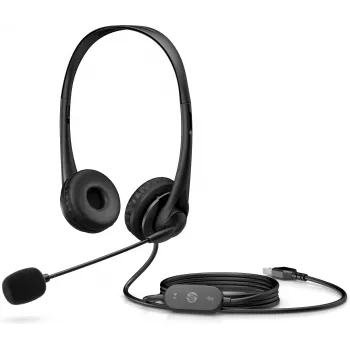 HP Stereo USB Headset G2, laidinis, biurui / skambučių centrui, 90 g, ausinės, juodos