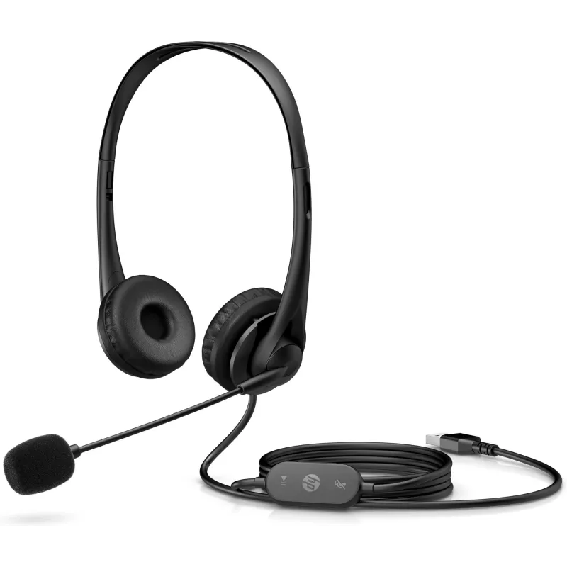 HP Stereo USB Headset G2, laidinis, biurui / skambučių centrui, 90 g, ausinės, juodos