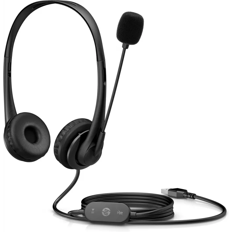 HP Stereo USB Headset G2, laidinis, biurui / skambučių centrui, 90 g, ausinės, juodos
