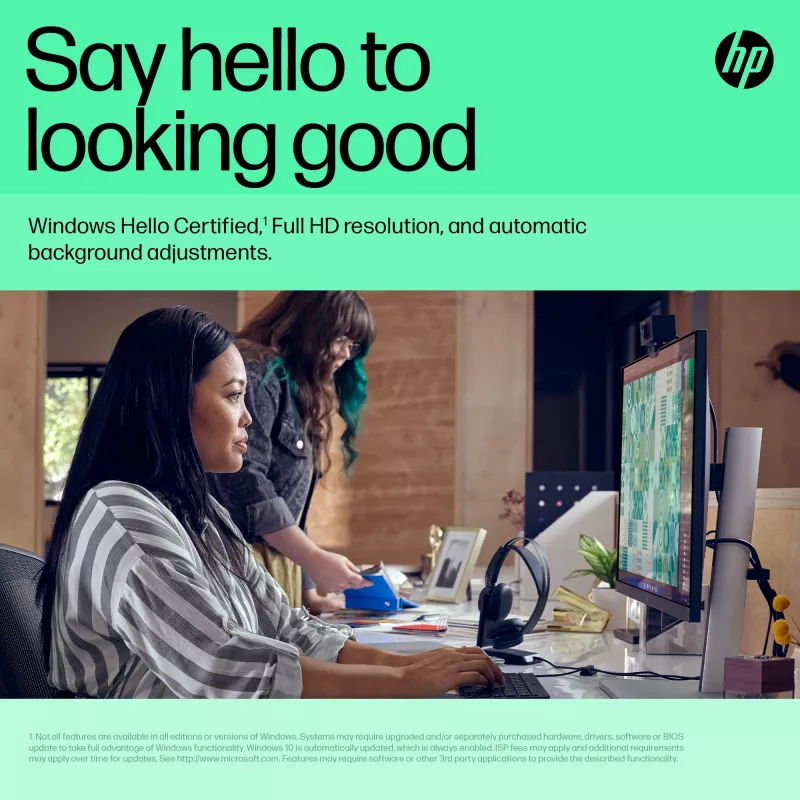 HP 625 FHD internetinė kamera, 4 MP, 1920 x 1080 pikselių, Full HD, verslo, USB, juoda