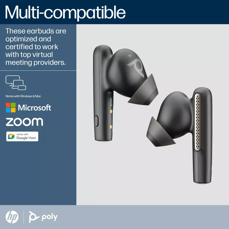 HP Poly Poly Voyager Free 60 UC Carbon Juoda Earbuds +BT700 USB-A Adapter +Basic Charge Case