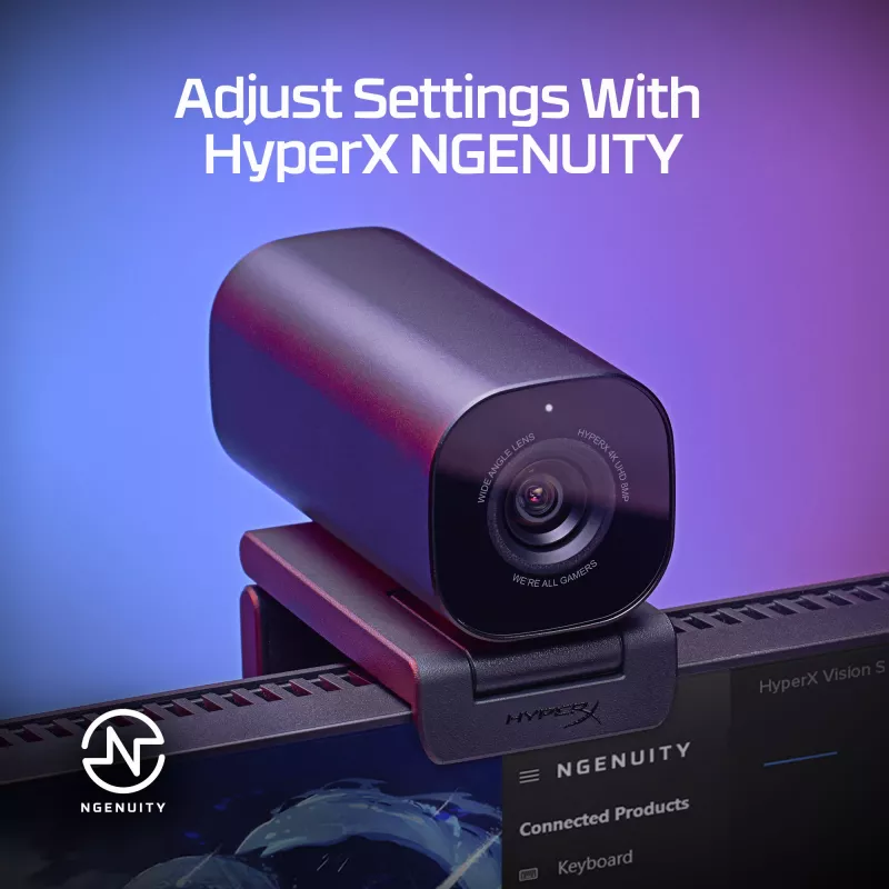 HyperX Vision S internetinė kamera, juoda, Windows 10, Windows 11, Mac OS X 10.10 Yosemite, MacOS, ChromeOS, 45 mm, 93,3 mm