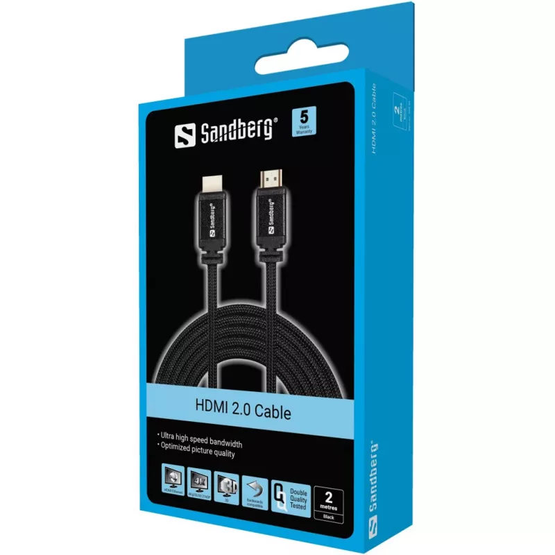 Sandberg HDMI 2.0 laidas 19M-19M, 2 m, juodas