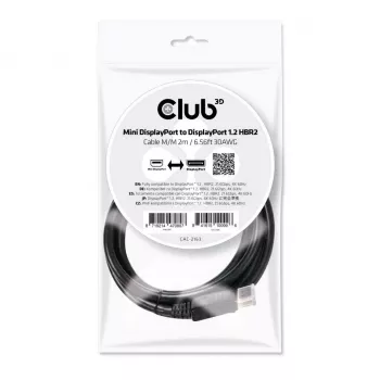 CLUB3D Mini DisplayPort į DisplayPort 1.2 M/M 2m/6.56ft 4K60Hz