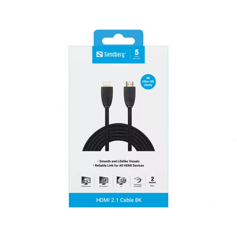 HDMI laidas Sandberg HDMI 2.1 kabelis 8K 2m