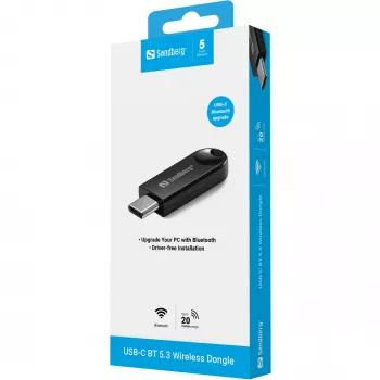 Belaidis USB-C Bluetooth 5.3 adapteris SANDBERG 136-69 asmeniniams ir nešiojamiesiems kompiuteriams