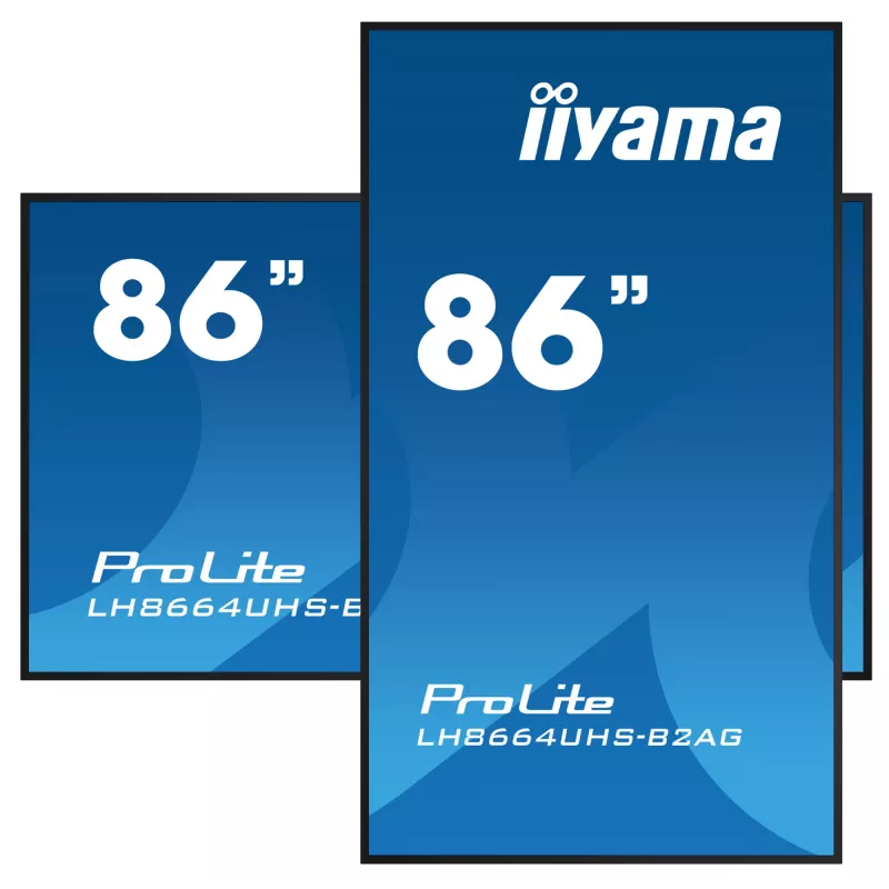 iiyama LH8664UHS-B2AG reklaminis ekranas Skaitmeninės reklamos plokščiasis ekranas 2.17 m (85,6 colio) Wi-Fi 500 cd/m² 4K Ultra HD Juodas Integruotas procesorius Android 11 24/7