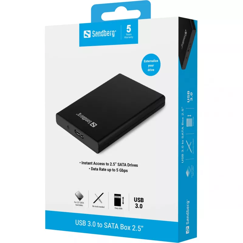 HDD/SSD korpusas Sandberg USB 3.0 į SATA dėžutė 2,5 inch