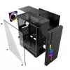 PC korpusas GEMBIRD Fornax 2000 RGB Midi Tower juodas — Micro ATX/ITX/ATX, 1x120 mm galinis ventiliatorius, 2x2,5 colio nišos, 2x3.0 USB-A, Grūdintas stiklas