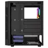 PC korpusas GEMBIRD Fornax 2000 RGB Midi Tower juodas — Micro ATX/ITX/ATX, 1x120 mm galinis ventiliatorius, 2x2,5 colio nišos, 2x3.0 USB-A, Grūdintas stiklas