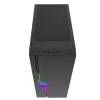 PC korpusas GEMBIRD Fornax 2000 RGB Midi Tower juodas — Micro ATX/ITX/ATX, 1x120 mm galinis ventiliatorius, 2x2,5 colio nišos, 2x3.0 USB-A, Grūdintas stiklas