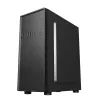 PC korpusas GEMBIRD Fornax 160 Mini Tower — juodas, SPCC, palaiko ITX/mATX/ATX, 1×3,5 colio + 3×2,5 colio lizdai, 7 išplėtimo lizdai, 445×185×390 mm