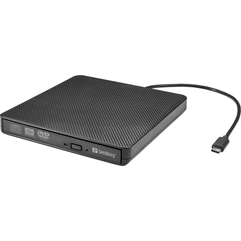 Sandberg USB-C/A DVD įrenginys, juodas, dėklas, stacionariam/nešiojamam kompiuteriui, DVD Super Multi DL, USB Type-C, CD-R, CD-ROM, CD-RW, DVD+R DL, DVD-R, DVD-R DL, DVD-RAM, DVD-ROM, DVD-RW