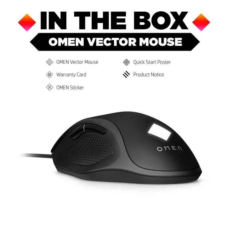 HP OMEN Vector pelė, dešiniarankiams, IR LED, USB Type-A, 16000 DPI, 1 ms, juoda