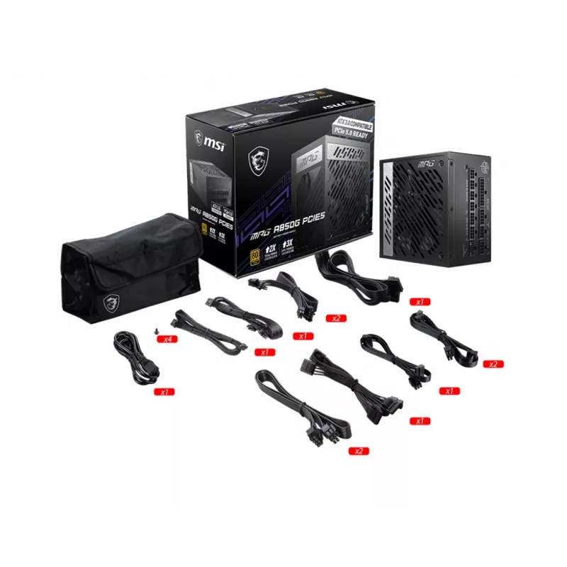 MSI MPG A850G PCIE5 maitinimo blokas 850 W 24-pin ATX ATX juodas