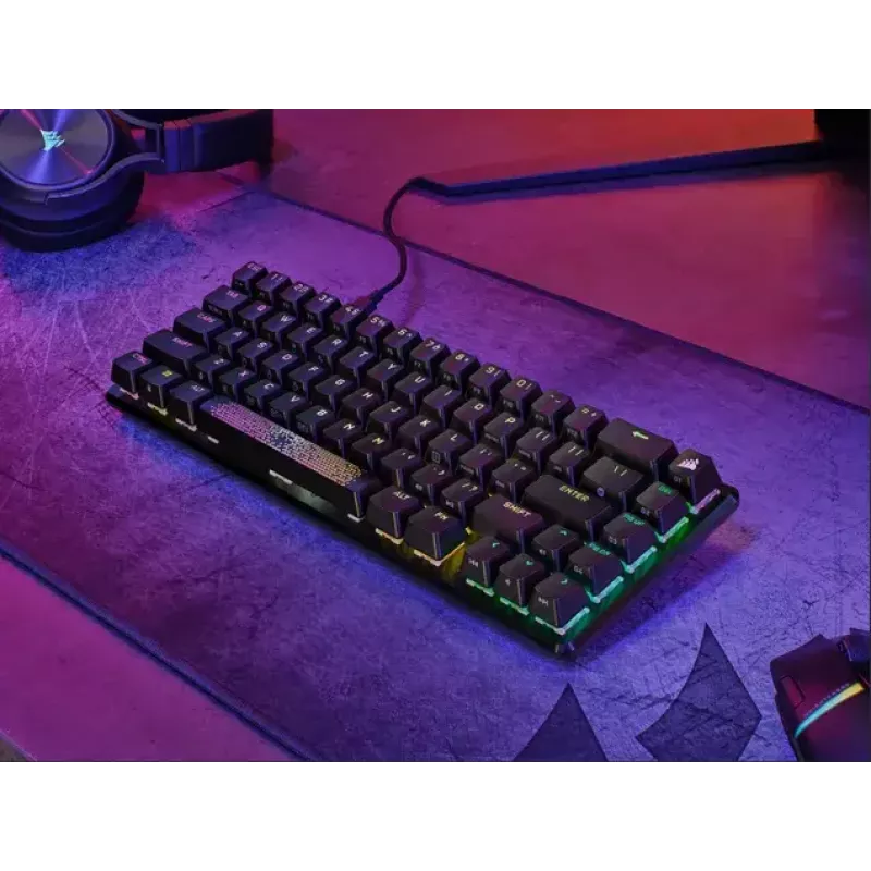 Corsair K65 PRO MINI klaviatūra, žaidimų, USB, QWERTY, anglų, juoda, 65 %, RGB
