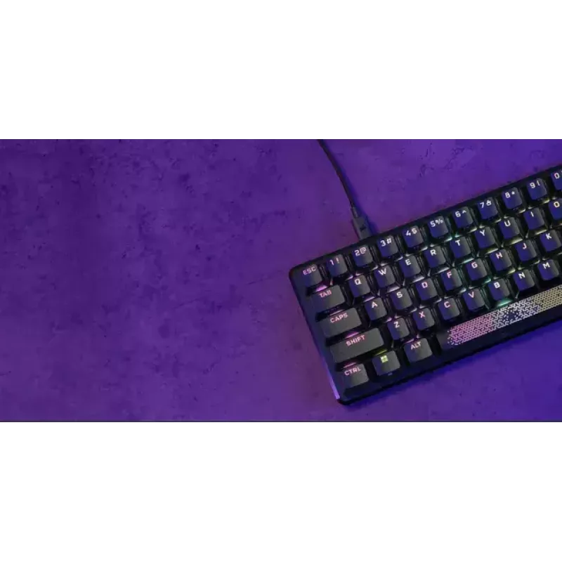 Corsair K65 PRO MINI klaviatūra, žaidimų, USB, QWERTY, anglų, juoda, 65 %, RGB