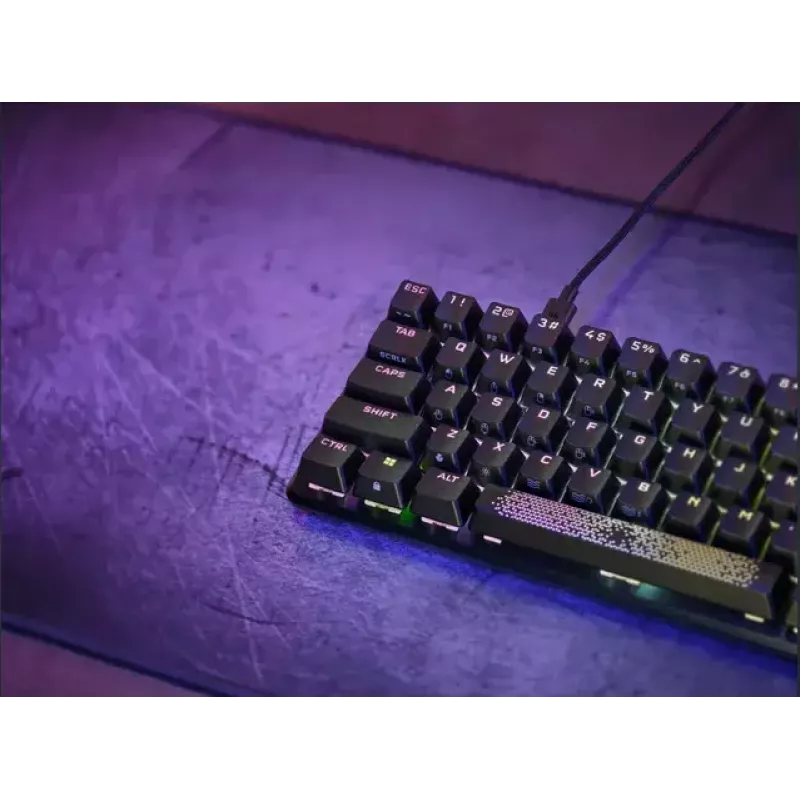Corsair K65 PRO MINI klaviatūra, žaidimų, USB, QWERTY, anglų, juoda, 65 %, RGB