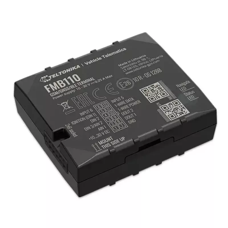 GPS seklys Teltonika FMB110 automobiliui Juodas Atsparus dulkėms 0,128 GB
