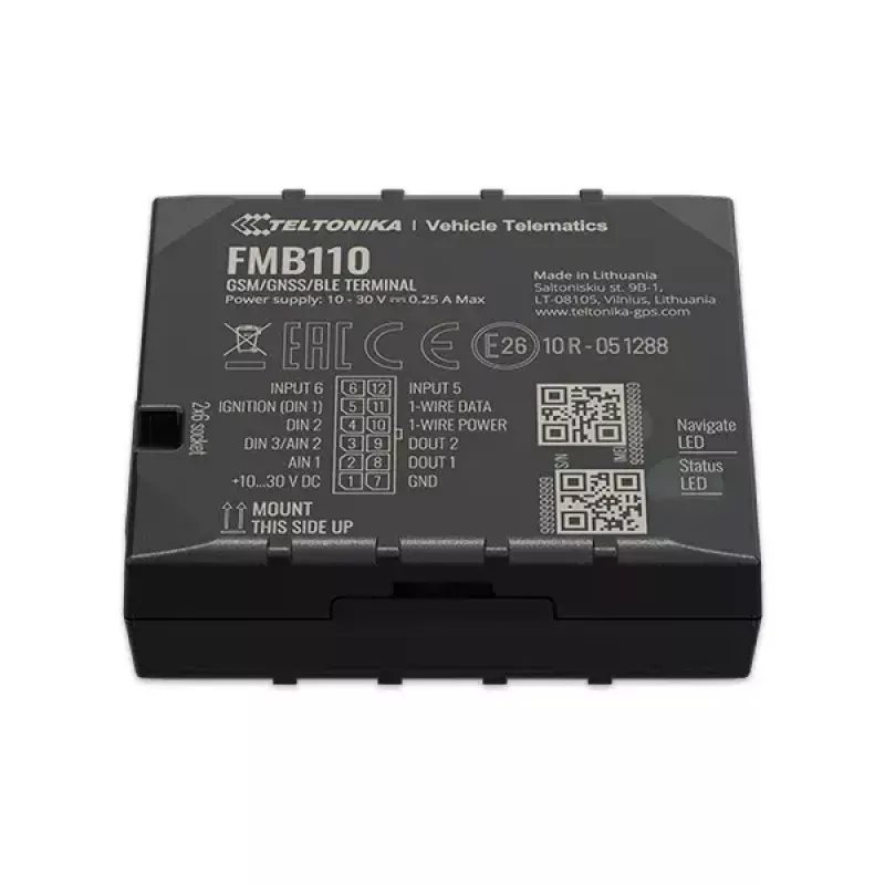 GPS seklys Teltonika FMB110 automobiliui Juodas Atsparus dulkėms 0,128 GB