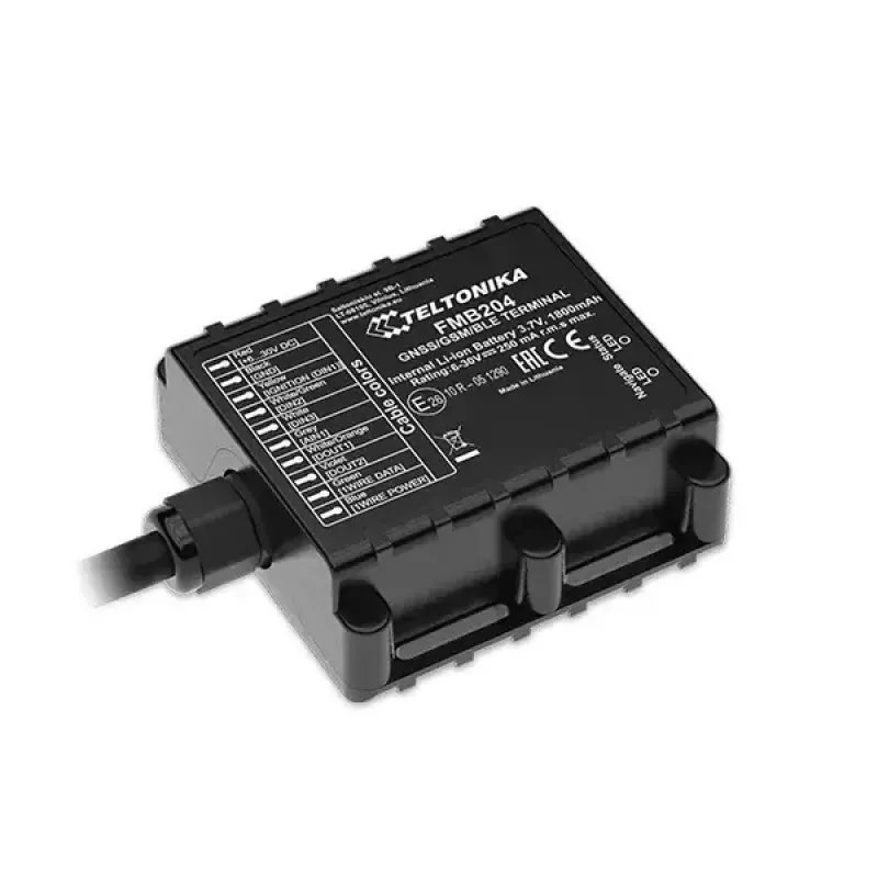 GPS sekiklis Teltonika FMB204 universalus juodas, viena SIM, 1800 mAh