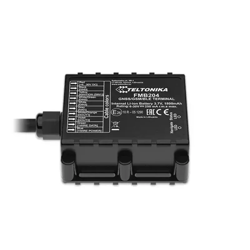 GPS sekiklis Teltonika FMB204 universalus juodas, viena SIM, 1800 mAh