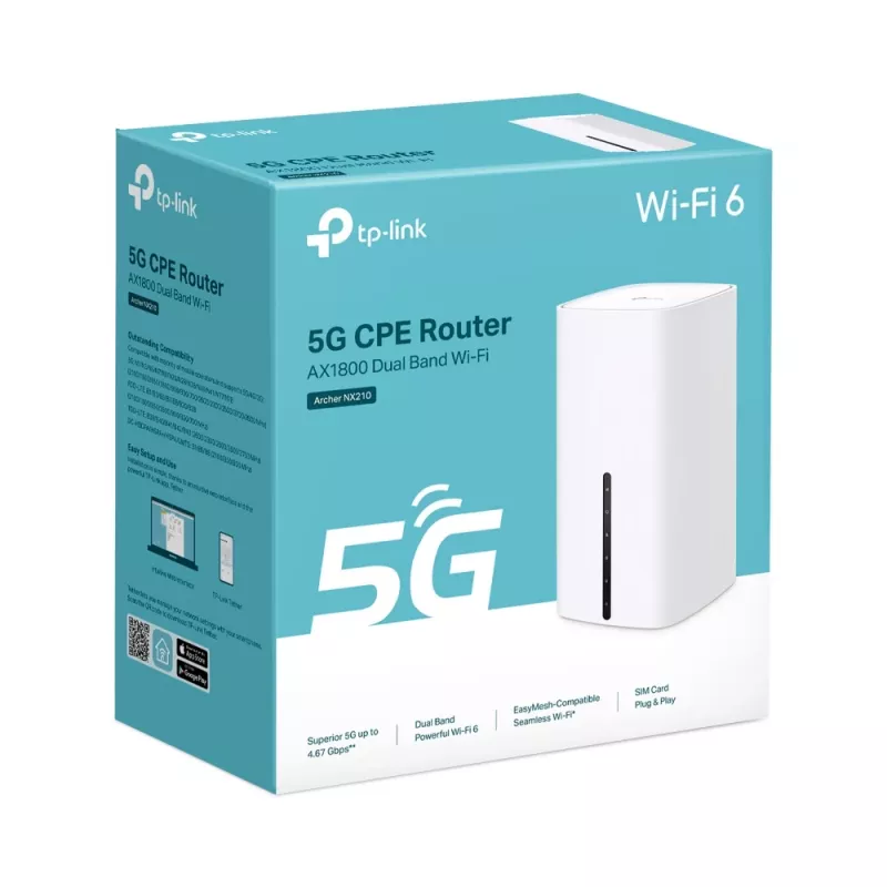 „TP-Link Archer NX210“ belaidis maršrutizatorius, Gigabit Ethernet, dviejų dažnių (2,4 GHz / 5 GHz), 5G, baltas