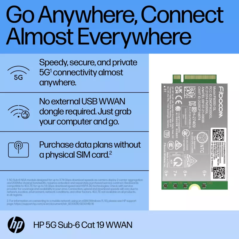 HP 5G Sub-6 Cat 19 WWAN sąsajos plokštės / adapteris