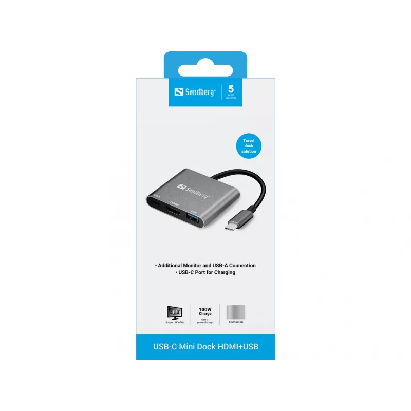 Sandberg USB-C mini dokas HDMI+USB