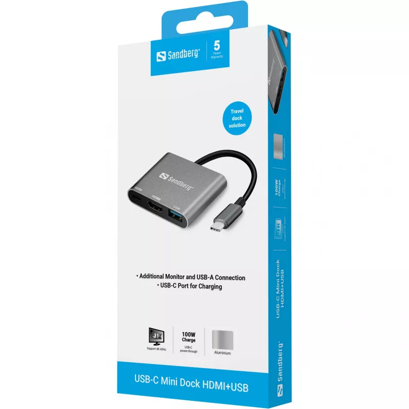 Sandberg USB-C mini dokas HDMI+USB