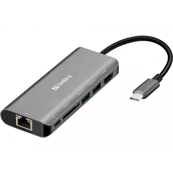 Sandberg USB-C dokas HDMI+LAN+SD+USB, 100 W
