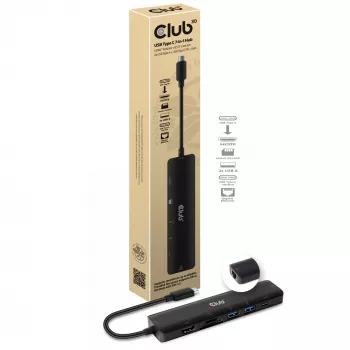 CLUB3D USB-C 7 viename šakotuvas HDMI 4K60Hz SD TF kortelių lizdas 2x USB A USB-C PD RJ45 veikia su Thunderbolt 3