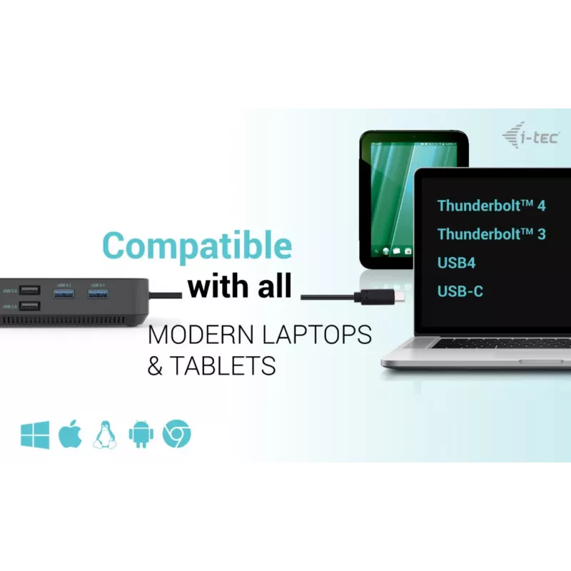 i-tec USB-C HDMI Dual DP prijungimo stotelė su 100 W maitinimo tiekimu