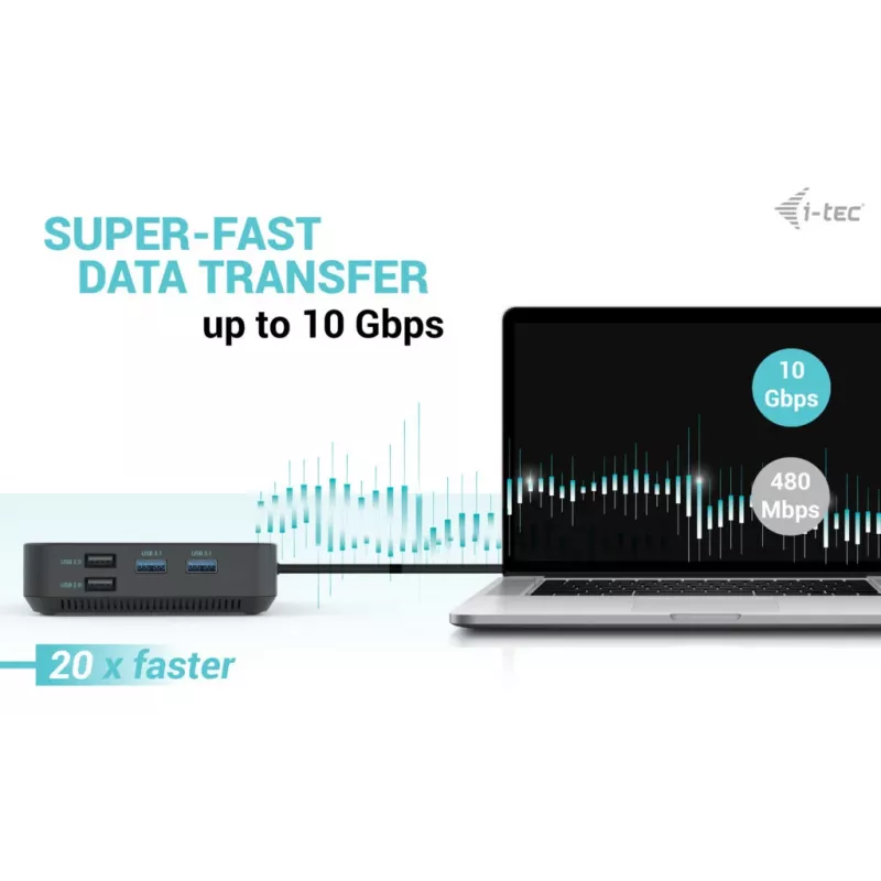 i-tec USB-C HDMI Dual DP prijungimo stotelė su 100 W maitinimo tiekimu