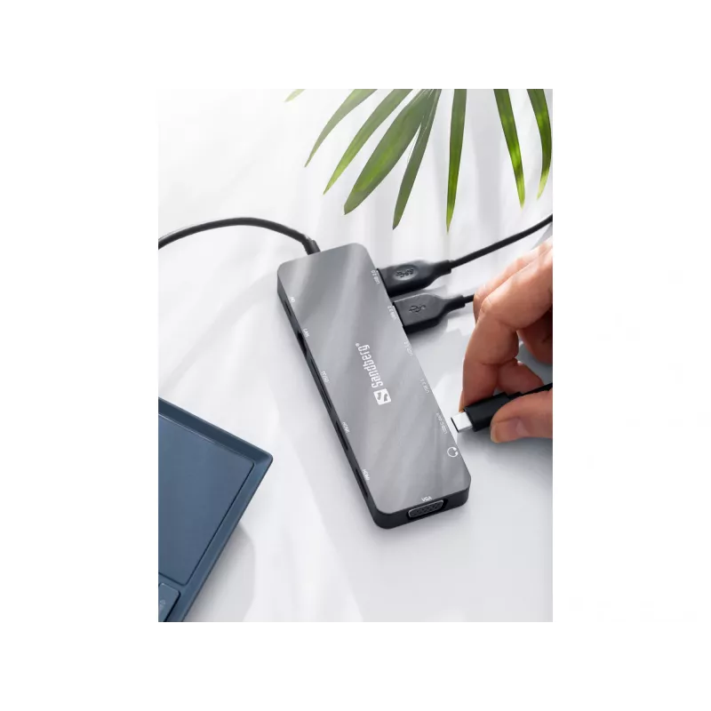 Sandberg USB-C 13-in-1 kelionių dokas, USB Type-C, 100 W galios tiekimas, Ethernet 1000 Mbit/s