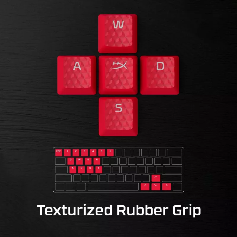 HyperX Rubber Keycaps - Žaidimų priedų rinkinys - Raudona (US išdėstymas)