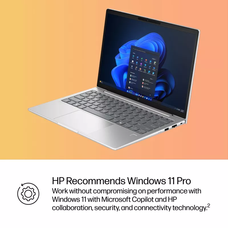 HP EliteBook 6 G1i Intel Core Ultra 5 225U nešiojamasis kompiuteris 33,8 cm (13,3 colio) WUXGA 16 GB DDR5-SDRAM Wi-Fi 7 (802.11be) Windows 11 Pro AI PC sidabrinis