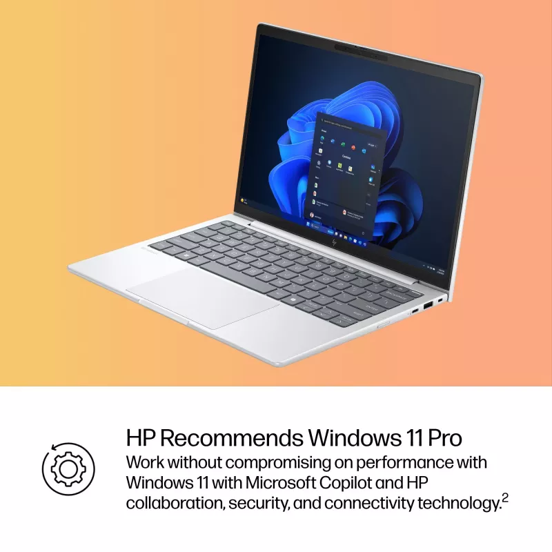 HP EliteBook 8 G1i AI Intel Core Ultra 5 225U nešiojamas kompiuteris 33,8 cm (13,3 col.) WUXGA 16 GB LPDDR5x-SDRAM „Wi-Fi 7“ (802.11be) „Windows 11 Pro“ AI kompiuteris
