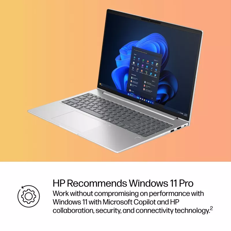 HP EliteBook 6 G1i AI Intel Core Ultra 5 225U nešiojamasis kompiuteris 40,6 cm (16 colių) WUXGA 24 GB DDR5-SDRAM „Wi-Fi 7“ (802.11be) „Windows 11 Pro“ AI kompiuteris sidabrinis