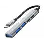 Sandberg USB-C į 3xUSB-A+2xUSB-C SAVER USB 3.2 Gen 1 Pilkas Aliuminis