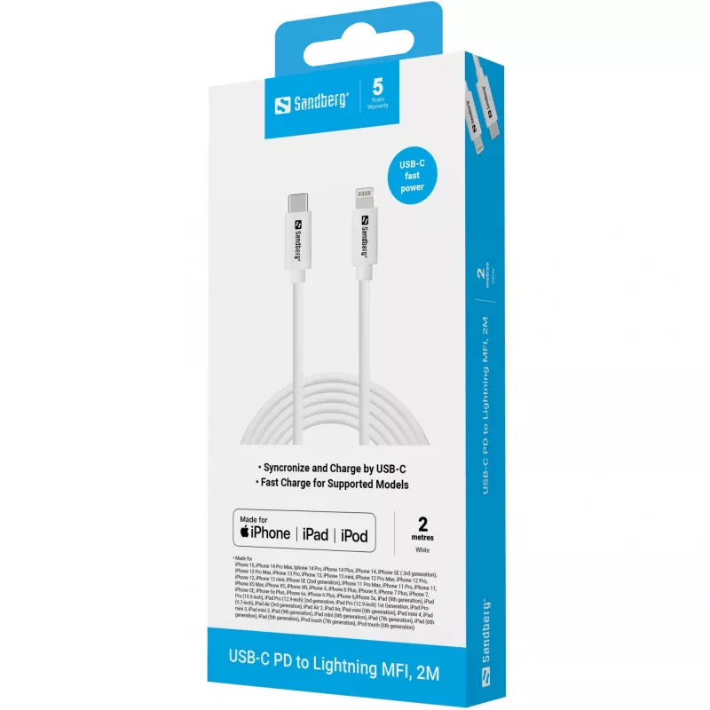 Sandberg USB-C PD prie Lightning MFI 2M laidas 2m Lightning USB C