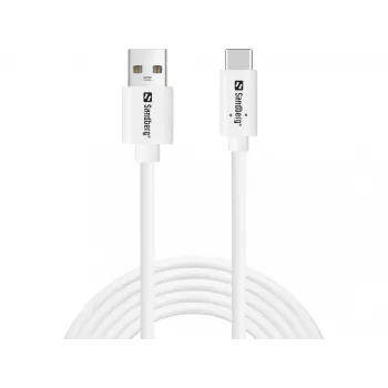 Kabelis Sandberg USB-C > USB-A 2.0 2M SAVER Baltas