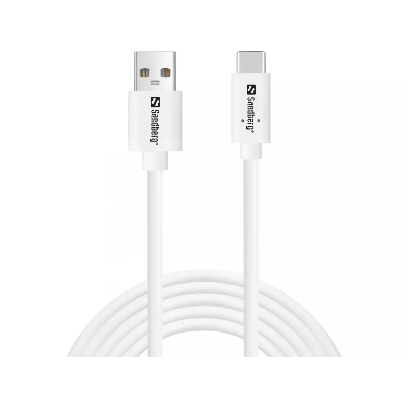Kabelis Sandberg USB-C > USB-A 2.0 2M SAVER Baltas