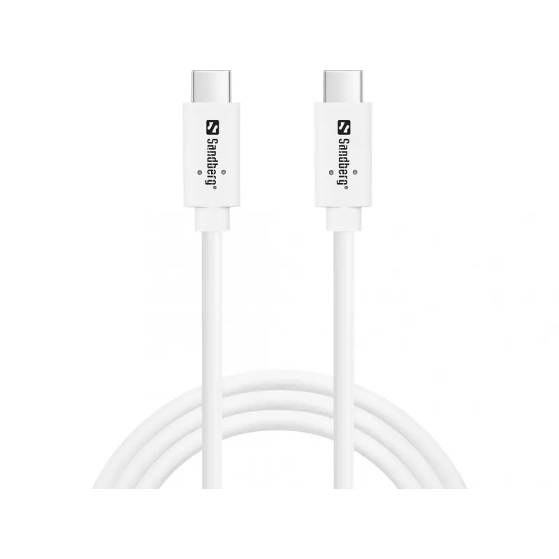 Sandberg USB-CC USB 3.2 Gen2 100W, 1M, 1 m, USB C, USB C, USB 3.2 Gen 2 (3.1 Gen 2), 10 Gbit/s, Balta