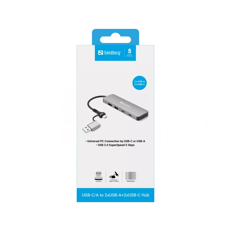 Sandberg USB-C/A į 2xUSB-A+2xUSB-C šakotuvas