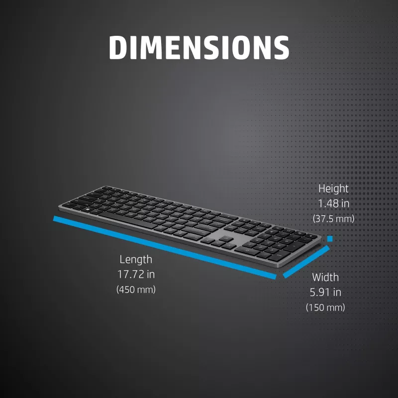 HP 975 dviejų režimų belaidė klaviatūra, pilno dydžio, mechaninė, QWERTY