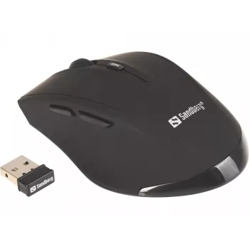 Sandberg Wireless pelė Pro, dešiniarankė, optinė, RF belaidė, 1600 DPI, juoda
