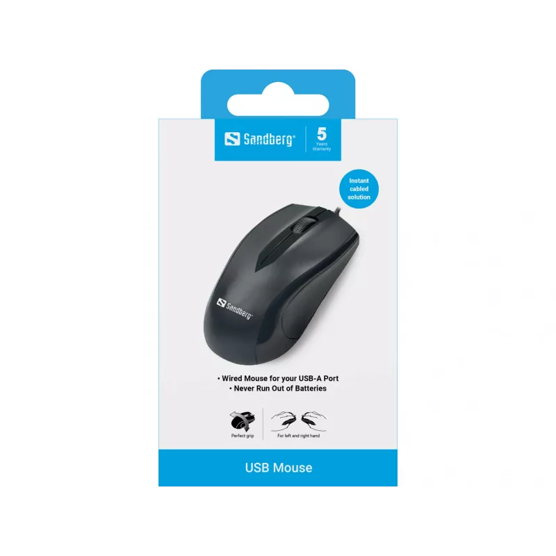 „Sandberg“ USB pelė, dešiniarankiams, optinė, USB Type-A, 1200 DPI, juoda