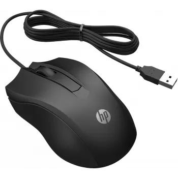 HP laidinė pelė 100, abiem rankoms tinkama, optinė, USB Type-A, 1600 DPI, juoda